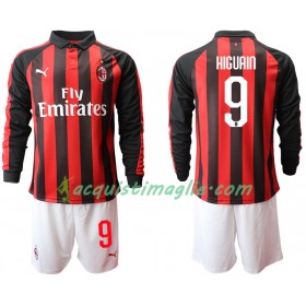 Divisa di Calcio AC Milan HIGUAIN 9 Bambino Prima 2018/2019 Manica Lunga